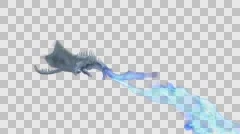 Realistic Ice Dragon flying and breathing blue flame. Loop with Alpha channel.