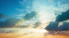 Evening heavenly timelapse. Clouds and sun beams. Video 4k