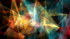 Abstract triangles background loop. Geometric shapes floating and rotating.