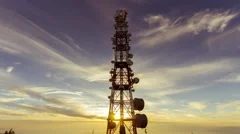 4K 25p communication tower antenna,dusk timelapse