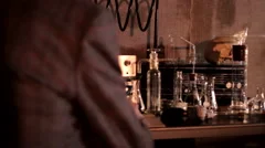 mad scientist lab test tubes skull table