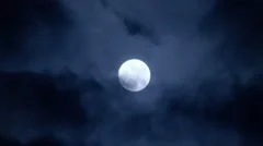 Full moon behind clouds at night