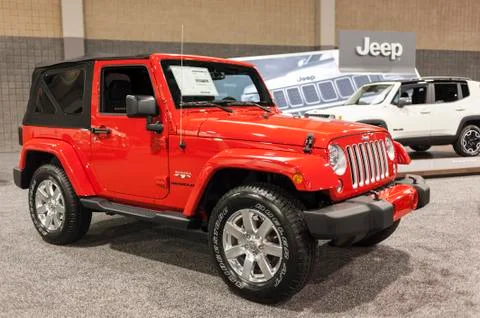 CHARLOTTE, NC, USA - November 11, 2015: Jeep Wrangler on display during the 2015 Charlotte International Auto Show at the Charlotte Convention Center in downtown Charlotte. xkwx auto, automobile, automotive, autosalon, autoshow, car, charlotte, dealer, demo, design, display, drive, event, exhibition, international, jeep, manufacturer, model, modern, motor, motorshow, new, north carolina, performance, power, presentation, salon, show, showroom, sporty, style, vehicle, wrangler