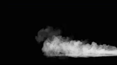 Jet of hot steam billowing across black