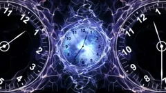 Two Clocks and Tunnel in Fibers Ring, Time Travel Concept, Background, Loop, 4k