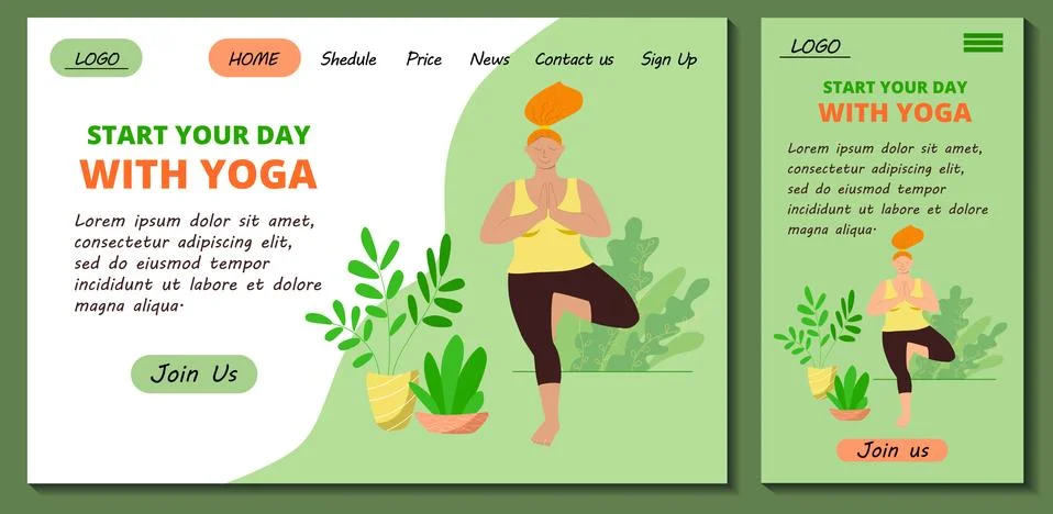 0629 Yoga tree web+mob Stock Illustration