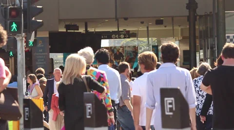 063 Slow motion intersection crowd Stock Footage 34184273