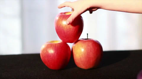 0631 Child Picking up Apple, Slow Motion Stock Footage 35536229