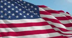 Beautiful looping flag blowing in wind: The United States of America USA US