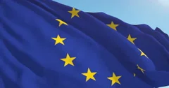 Beautiful slow motion waving EU European Union Flag. Seamless loop
