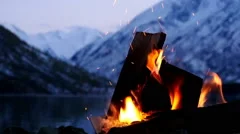 Campfire on the Lake at Twilight Seamless Loop
