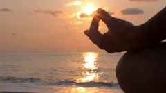 Retreat, Serenity and Yoga Practicing at Sunset, Meditation