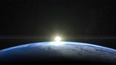 Sunrise over the Earth. View from space. 4K.