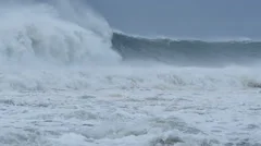 Crashing waves storm sea swells with white wash waves El Niño 