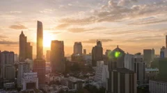 4K Day to Night Timelapse of Bangkok building city skyline at sunset