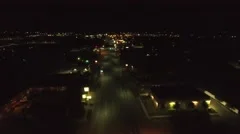 Aerial clip of a rural towns lights late at night