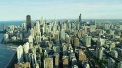 Aerial view of downtown city skyscrapers Chicago Illinois US