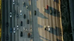 Aerial view American freeway road system in Los Angeles California