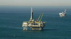 Aerial view of offshore platform drilling for oil Pacific Ocean California