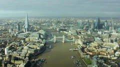 Aerial View of London Tower Bridge skyline UK