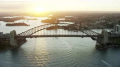 Aerial view of Sydney Harbor Bridge at sunset Australia