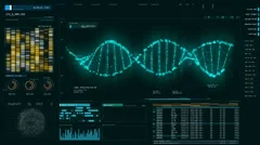 Blue DNA strand rotating on screen, forensic DNA analysis, genetic engineering