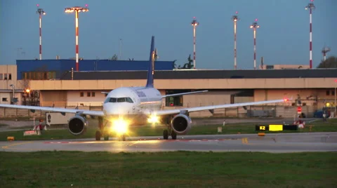 0660 Lufthansa jet plane on the runway Stock Footage 49044006