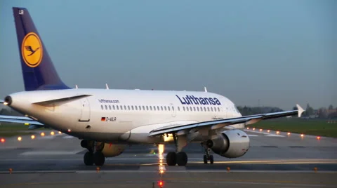 0661 Lufthansa jet plane on the runway Stock Footage 49044792