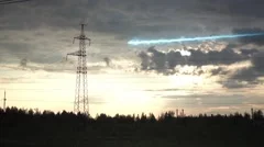 Animation of electricity energy on power lines. Augment reality of energy.