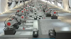 Robotic Arm Assembling 3d Printer On Conveyor Belt