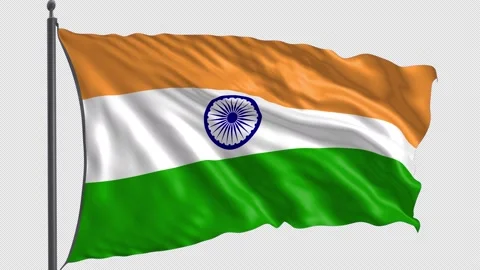 067 Flag of India with Alpha channel 3D Rendering 067 Stock Footage 159178461