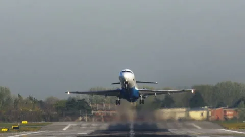 0675 Commercial plane takes off Stock Footage 49123720