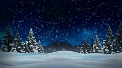 Animation snowy snow winter landscape with dry and christmas trees mountain 4k