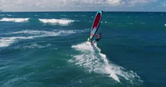 Aerial View of Windsurfing