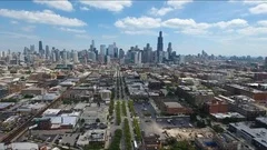 Aerial Push into Chicago Skyline