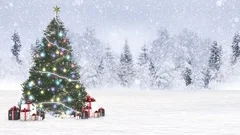 4K christmas snow background