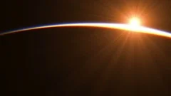 Sunrise Over The Earth. Amazing View Of Planet Earth From Space.  4K.