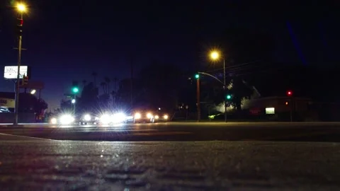 07 4K NIGHT LOW ANGLE LA Valley Stock Video TRAFFIC CARS Eastbound on Magnol Stock Footage 176216898