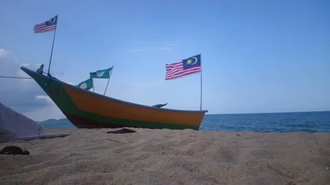 07 Malaysia n PAS n Boat n Beach Stock Footage 145649484