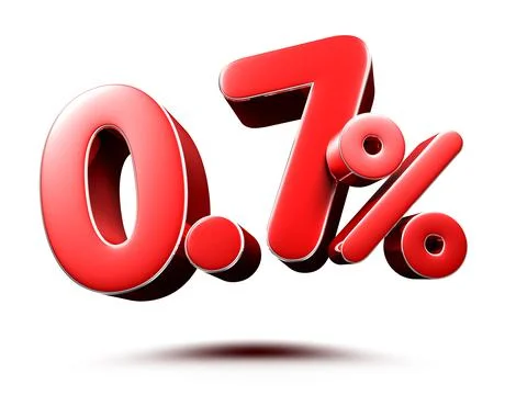 0.7 percent red on white background illustration 3D rendering with clipping p Stock Illustration
