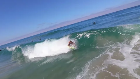 070626 Encinitas Surfer - 04 - rat surfboards quick left coverup closeout 4k Stock Footage 338370489