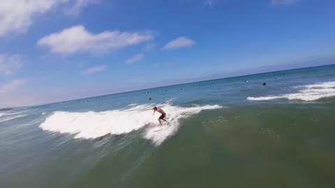 070626 Encinitas Surfer - 40 - board shorts short left 4k Vidéo 338370831