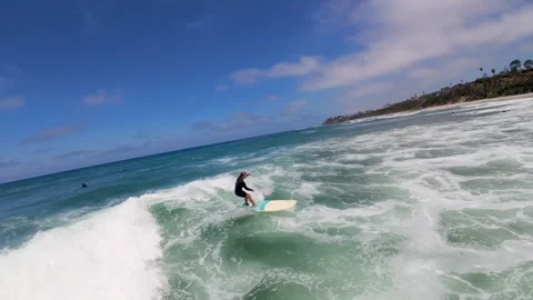 070626 Encinitas Surfer - 46 - blue white stewart good ride 4k Vidéo 338370974