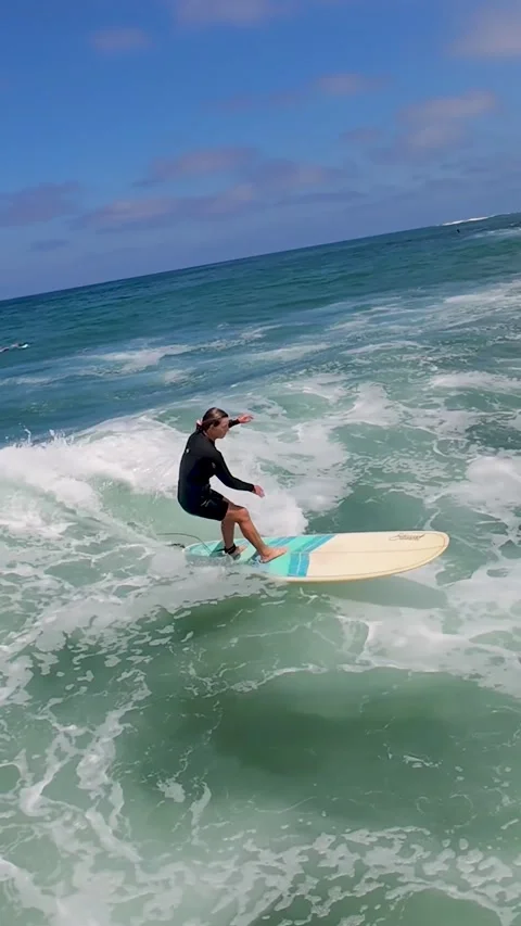 070626 Encinitas Surfer - 46 - blue white stewart good ride 9x16 Stock Footage 338371360
