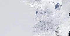 High-altitude overflight aerial of Ross Island and McMurdo Ice Shelf, Antarctica