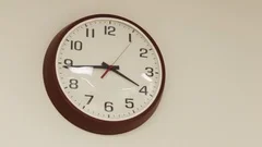 Boring office clock ticking on plain wall