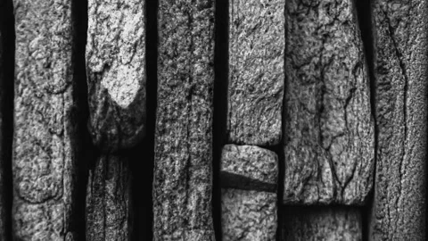 070_Stone wall texture pattern in black and white.mp4 Stock Footage 346974101