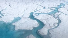 Melting, cracking polar ice caps, ice shelf