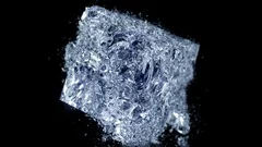 Ice cube explosion in slow motion
