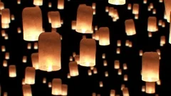 Beautiful Looped 3d animation of Floating Lanterns in Yee Peng Festival.